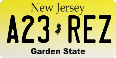 NJ license plate A23REZ