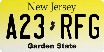 NJ license plate A23RFG