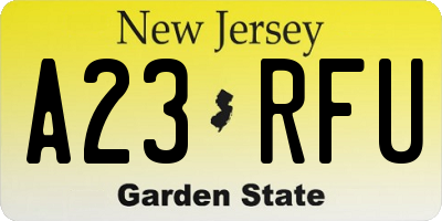 NJ license plate A23RFU
