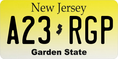 NJ license plate A23RGP