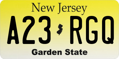 NJ license plate A23RGQ