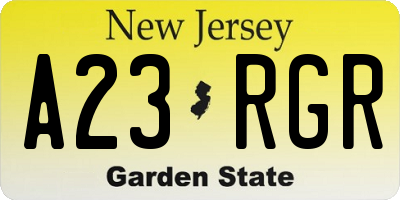 NJ license plate A23RGR
