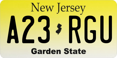 NJ license plate A23RGU