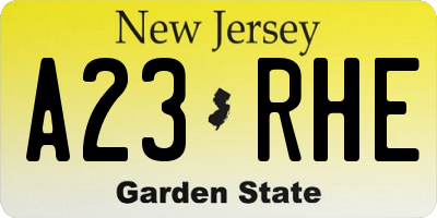 NJ license plate A23RHE