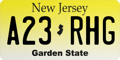 NJ license plate A23RHG