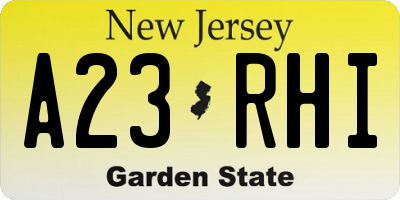 NJ license plate A23RHI