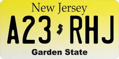 NJ license plate A23RHJ