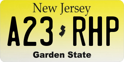 NJ license plate A23RHP