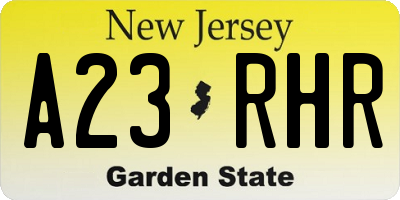 NJ license plate A23RHR