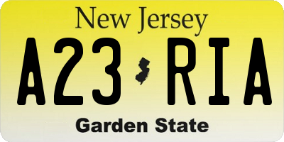 NJ license plate A23RIA