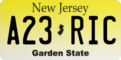 NJ license plate A23RIC