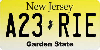 NJ license plate A23RIE