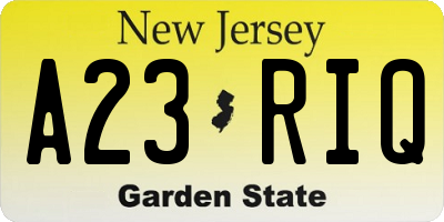 NJ license plate A23RIQ