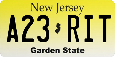 NJ license plate A23RIT