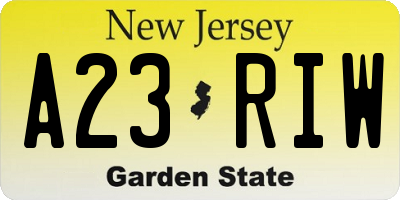 NJ license plate A23RIW