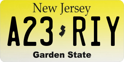 NJ license plate A23RIY