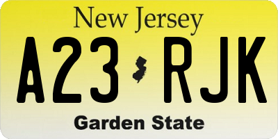 NJ license plate A23RJK