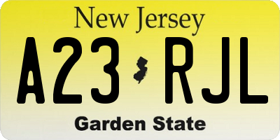 NJ license plate A23RJL