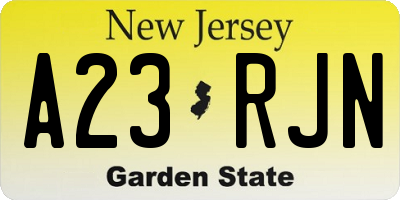 NJ license plate A23RJN