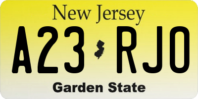 NJ license plate A23RJO