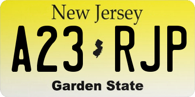 NJ license plate A23RJP