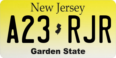 NJ license plate A23RJR