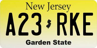 NJ license plate A23RKE