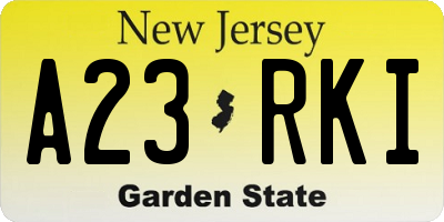 NJ license plate A23RKI