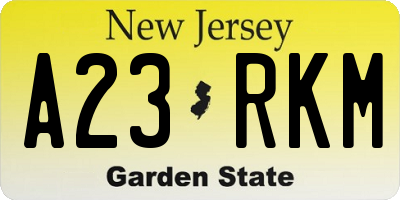 NJ license plate A23RKM