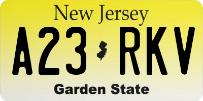NJ license plate A23RKV