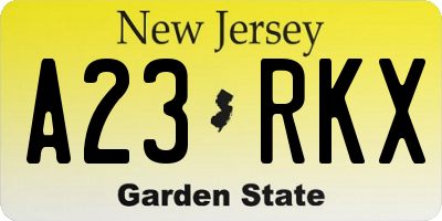 NJ license plate A23RKX