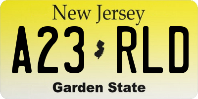 NJ license plate A23RLD