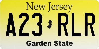 NJ license plate A23RLR