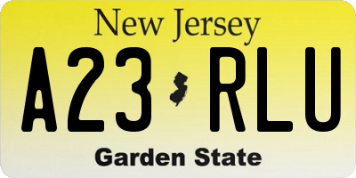 NJ license plate A23RLU