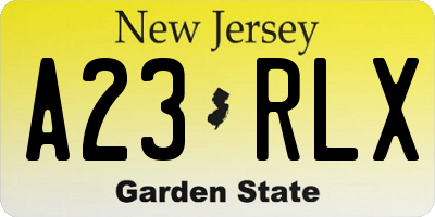 NJ license plate A23RLX