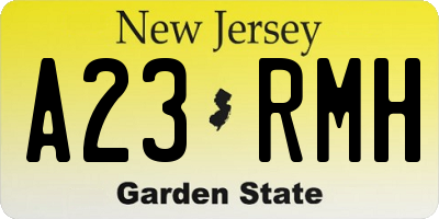 NJ license plate A23RMH