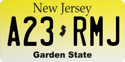 NJ license plate A23RMJ