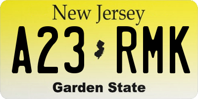 NJ license plate A23RMK
