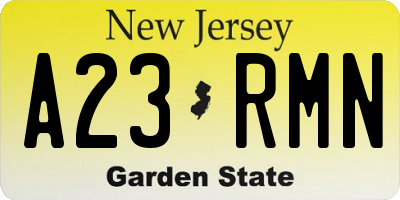 NJ license plate A23RMN