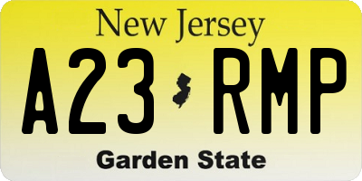 NJ license plate A23RMP