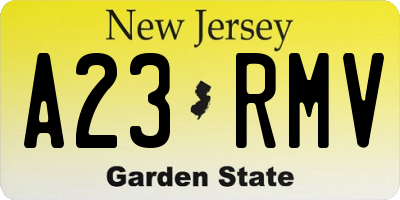 NJ license plate A23RMV