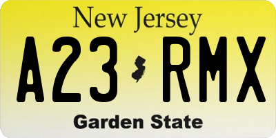 NJ license plate A23RMX