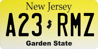 NJ license plate A23RMZ