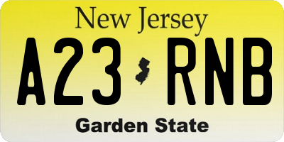 NJ license plate A23RNB