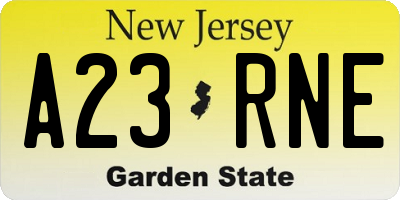 NJ license plate A23RNE