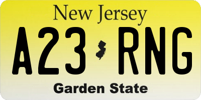 NJ license plate A23RNG