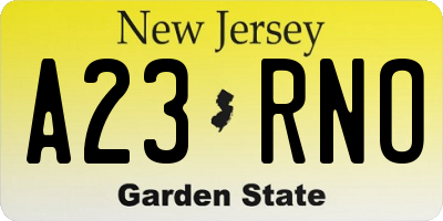 NJ license plate A23RNO