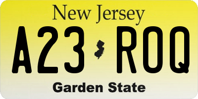 NJ license plate A23ROQ