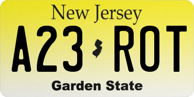 NJ license plate A23ROT