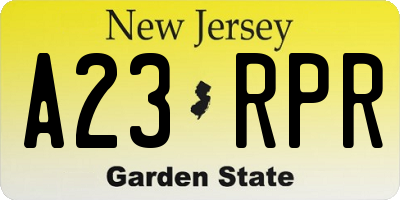 NJ license plate A23RPR